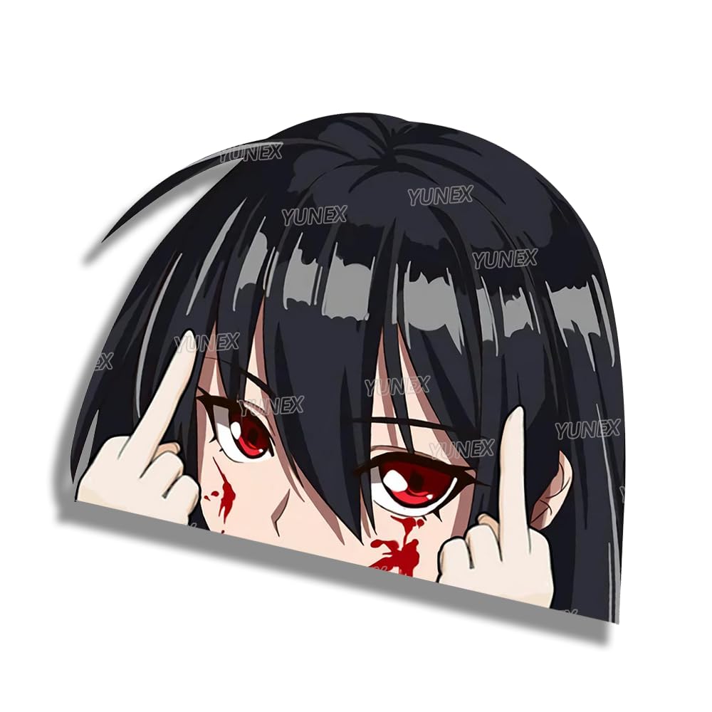 YUNEX 5.1 Inch Anime Akame Car Decals Peeking Creative Vinyl Stickers for Bumper Window Laptop Motorcycle Luggage Waterproof