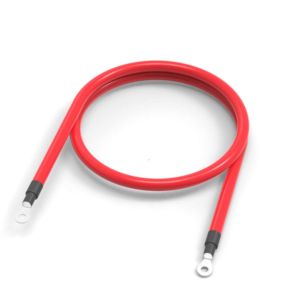 Shierleng 4 Awg Gauge Red + Black Pure Copper Battery Cables Power Inverter Wire Set For Solar, Rv, Car, Boat, Automotive, Marine, Motorcycle With 3/8 In Lugs (4 Awg, 3 Feet)
