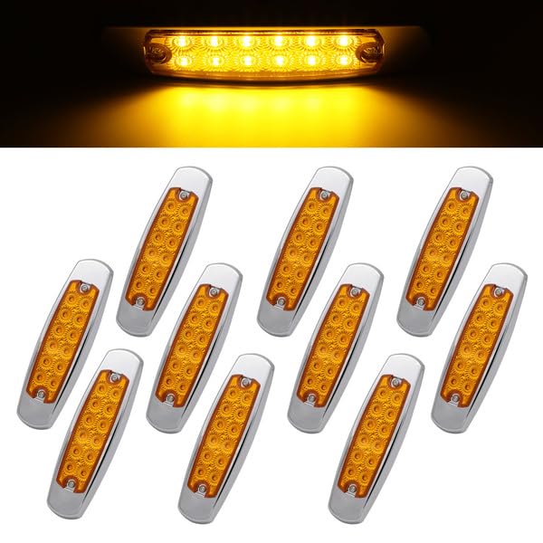 Ledvillage 6.4 Inch Amber 12 Led Side Marker Tail Light Turn, Parking, Signal Clearance Lamp Trailer Truck Lorry Ute Rv Pickup W
