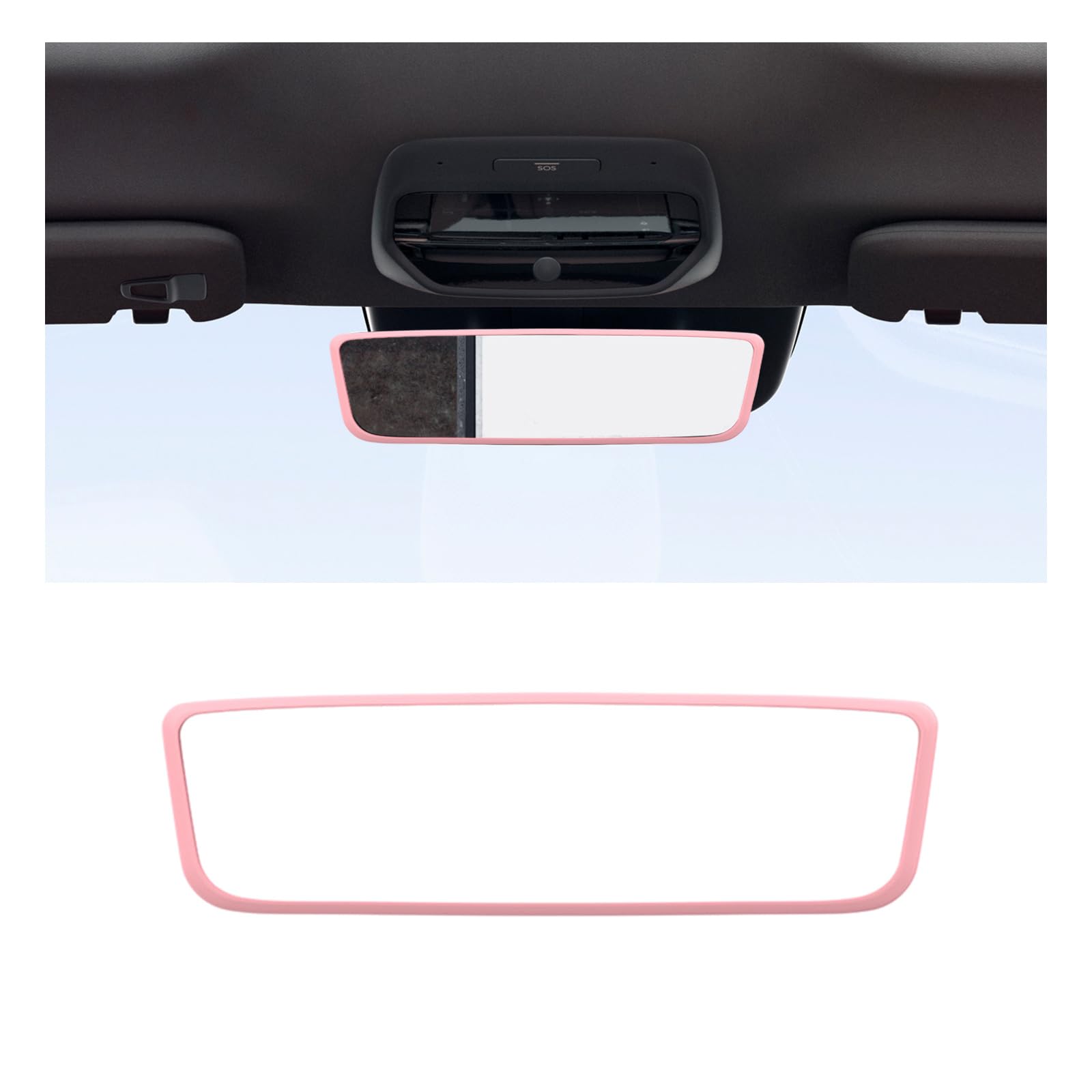 Suvnie Car Rear View Mirror Protector Frame, Silicone Auto Rearview Mirror Edge Protective Cover Compatible with Model 3 Y, Car 