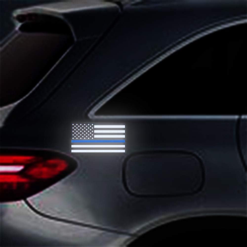 Besby 3Pcs Reflective Us Flag Stickers, Thin Blue Line American Flag Decal Car Laptop Bumer Sticker 5''X3'' Vinyl, Support Usa P