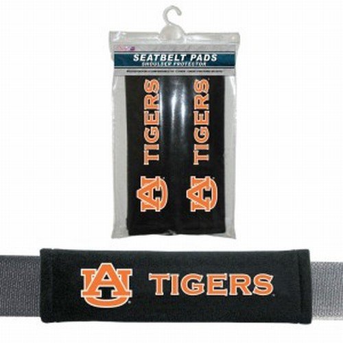 Fremont Die NCAA Auburn Tigers Seat Belt Pads, 10&quot; x 2.5&quot; (Pack of 2), 10&quot; x 2.5&quot; (Pack of 2), Black/Team Colors
