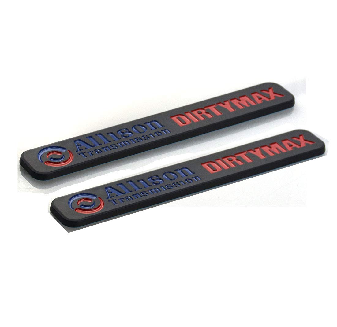 Pair Set Dirtymax Allison Transmission Emblems Badge Sticker Replacement For Silverado Sierra (Red Blue Black)