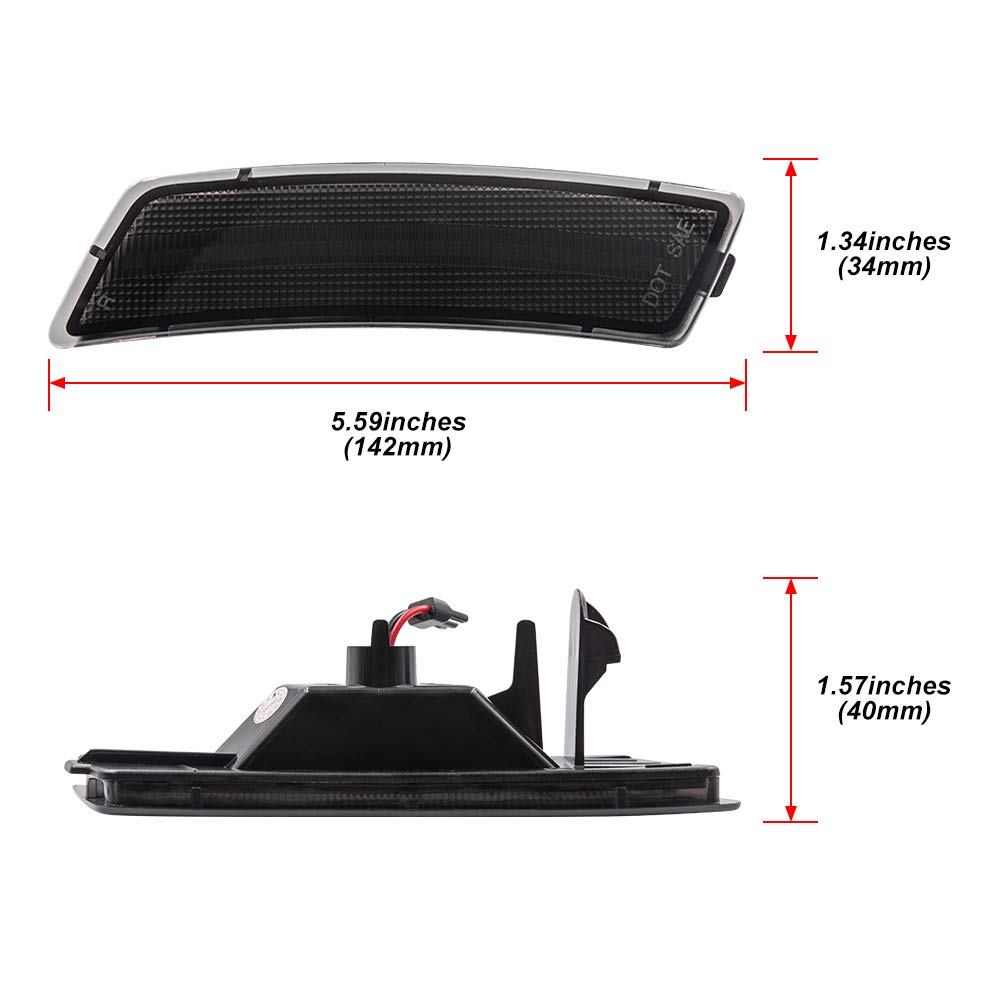 Mingrui Test 2Pcs Amber Led Side Marker Lights Kit For Vw Tiguan 2018-Up Beetle 2012-2019 Smoked Lens Replace Oem Front Bumper Sidemarker Lamp