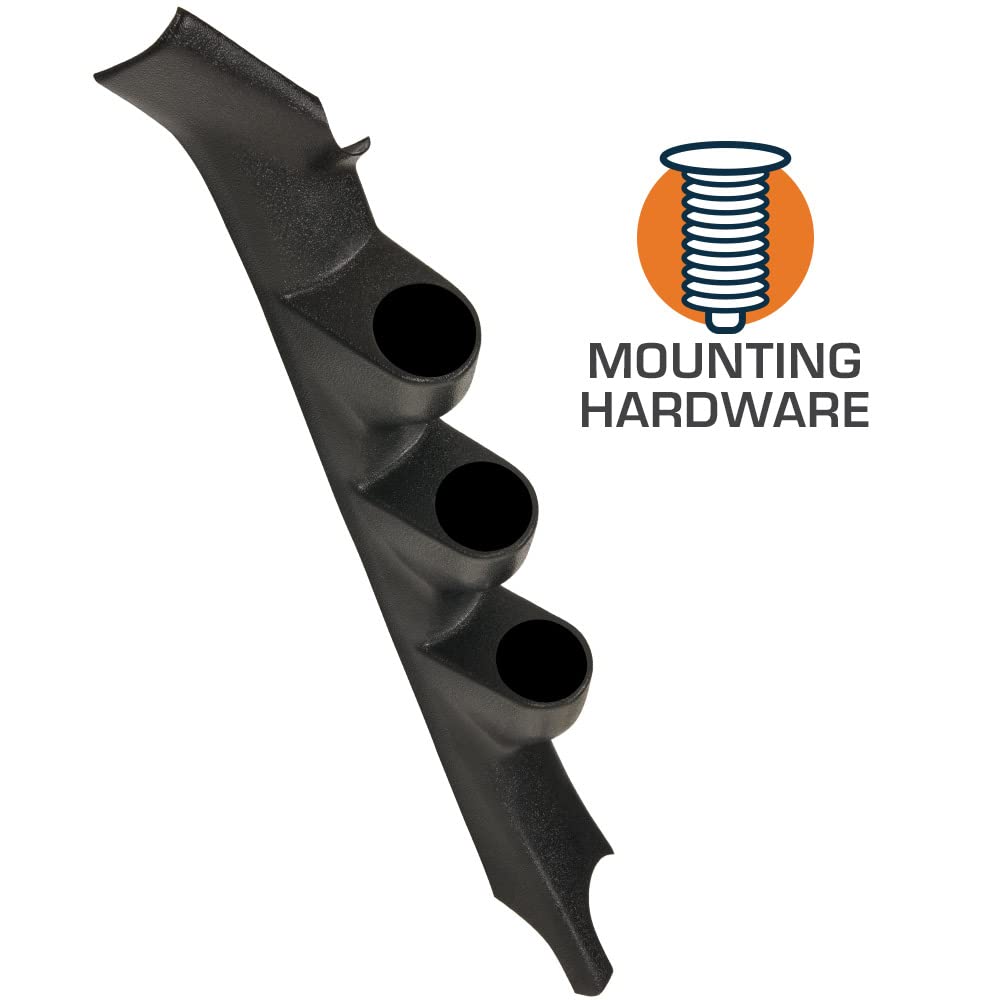 GlowShift Black Triple Pillar Gauge Pod Compatible with Chevrolet Chevy El Camino 2 Door G-Body 1978-1987 - ABS Plastic - Mounts