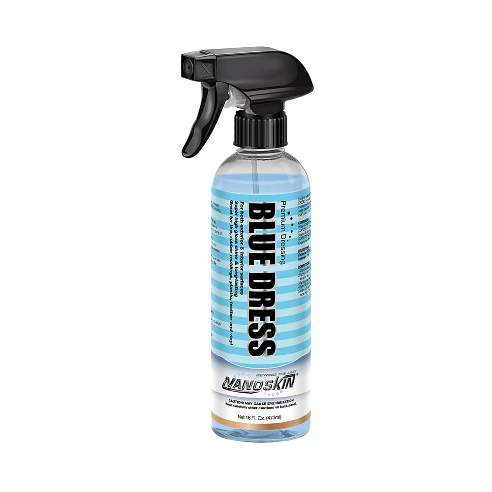 Nanoskin Blue Dress Premium Dressing 16 Oz. - Sprayable Interior & Exterior Dressing For Car Detailing | Works On Tire, Vinyl, R