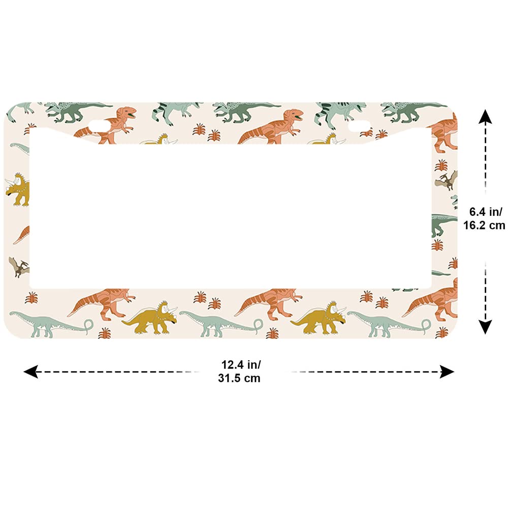 2Pcs Dinosaur License Plate Frames Cover Holders Stainless Steel Dinosaur License Plate Cover With Screw Caps Cover And Screwdri