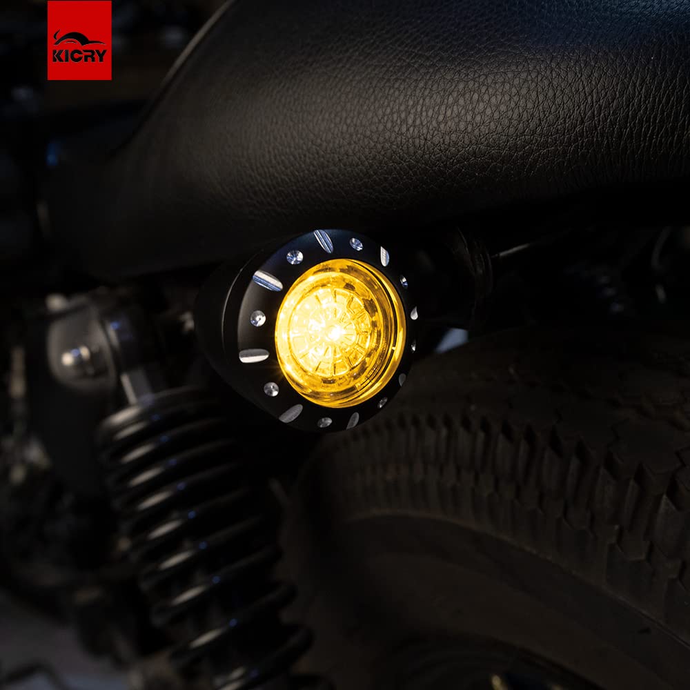 Motorcycle Rear Bullet Turn Signal Light 4 Wires Led Indicator Compatible For Chopper Bobber Harley Softail Iron Cruiser Honda Shadow Suzuki Kawasaki Yamaha (Black)