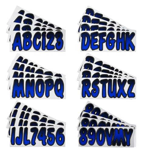 Hardline Products Series 200 Factory Matched 3-Inch Boat & Pwc Registration Number Kit - Metallic Blue/Black