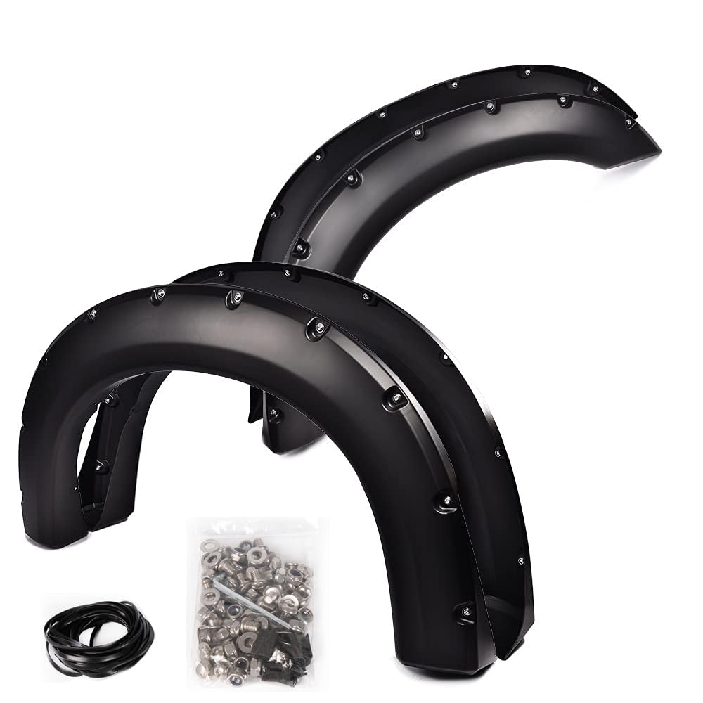 G-PLUS Fender Flares, Compatible with 1999-2007 Ford F250 F350 Super Duty, (Does Not Fit Dually Models), Pocket Rivet Bolt Style