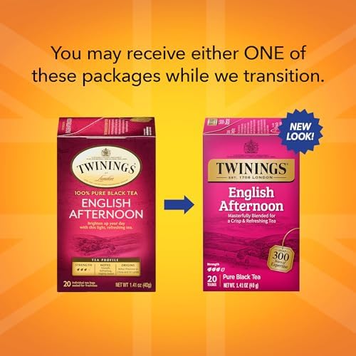 Twinings English Afternoon Individually Wrapped Tea Bags, 20 Count (Pack Of 6), Smooth & Slightly Sweet, Caffeinated, Enjoy Hot
