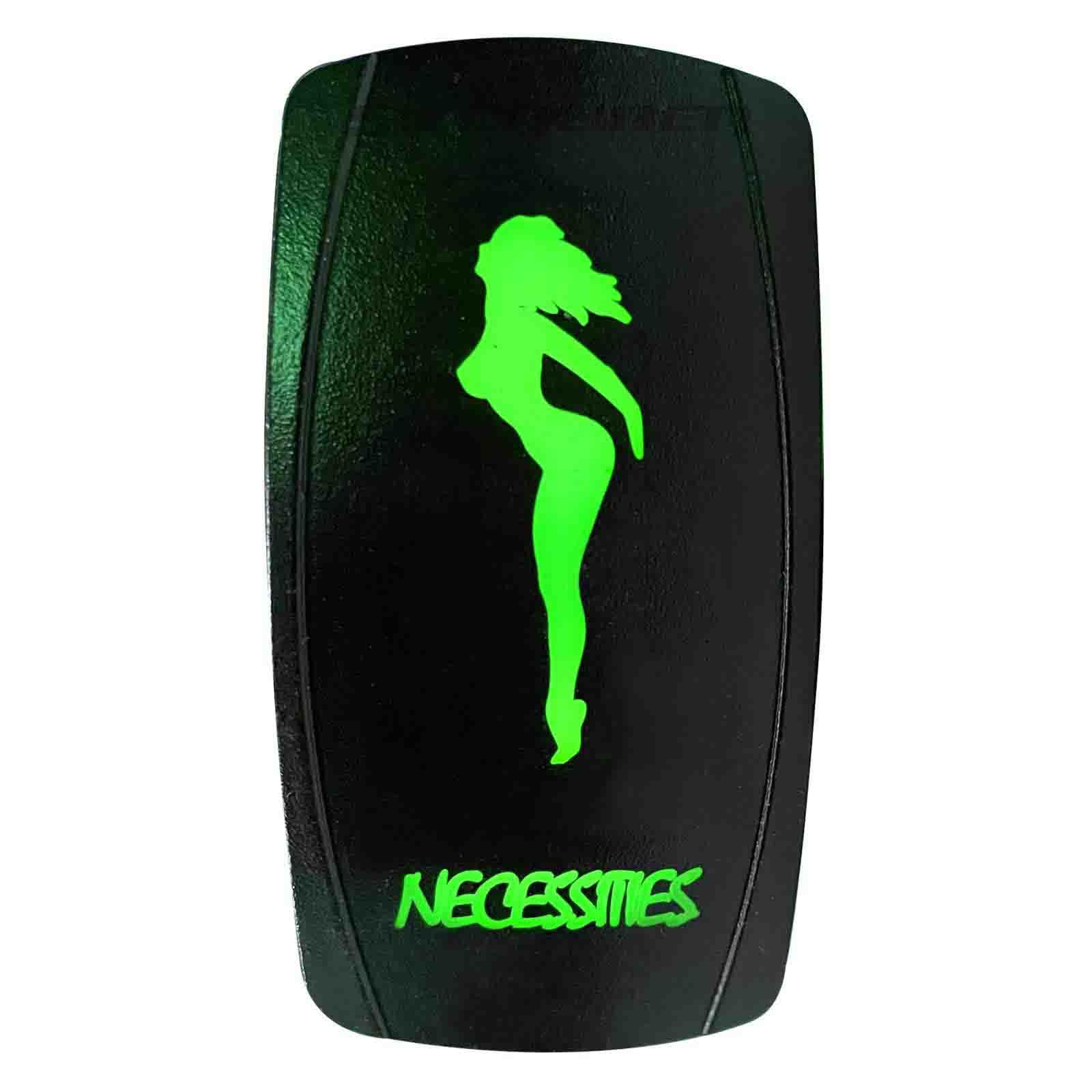 50 Caliber Racing Rocker Switch On/Off Led Backlit -Necessities- Utv, Auto, Boat 20A 12V (Green)