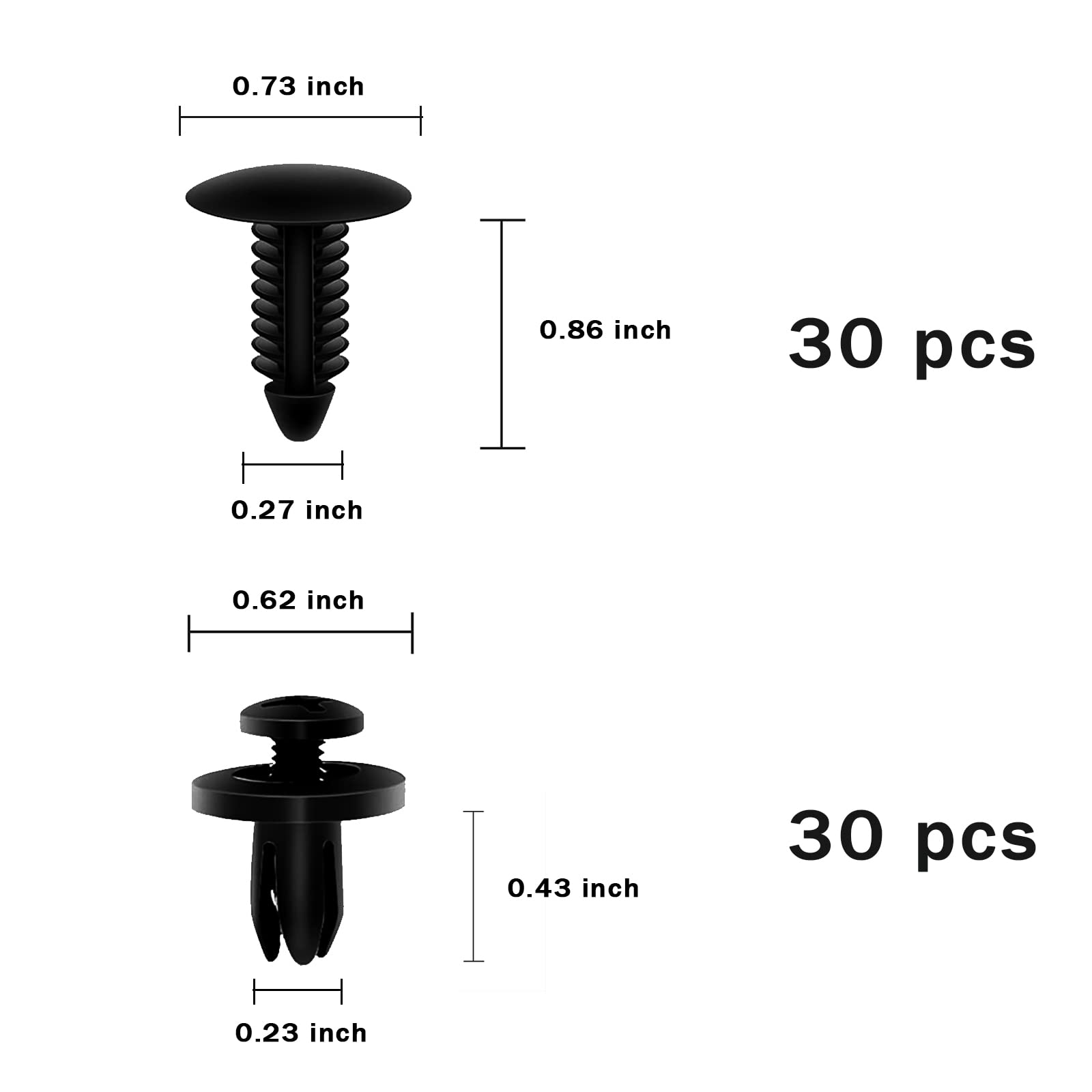 200Pcs Car Retainer Clips Plastic Fasteners Kit, Popular Sizes Auto Push Pin Rivets, Universal Plastic Panel Fender Clips, Assorted Car Body Plastic Push Pin