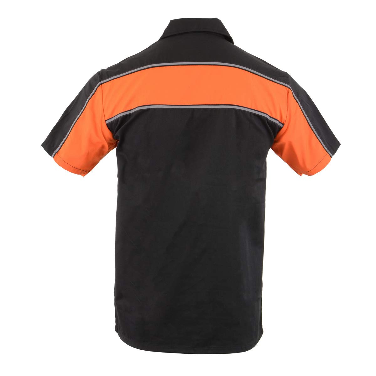 Biker Clothing Co. Mdm11673 Mens Black And Orange Short Sleeve Motorcycle Shirt With Reflective Material - X-Large