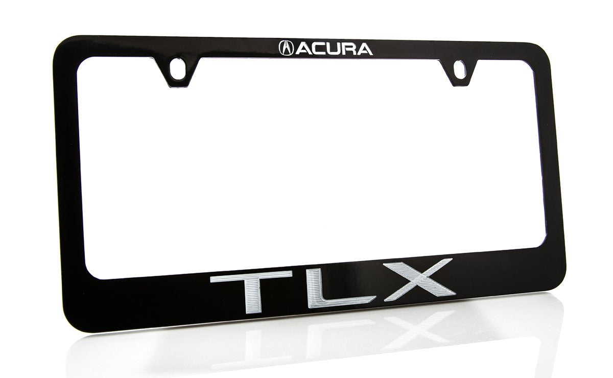 Acura Tlx Wordmark Black Coated Zinc Metal License Plate Frame Holder 2 Hole