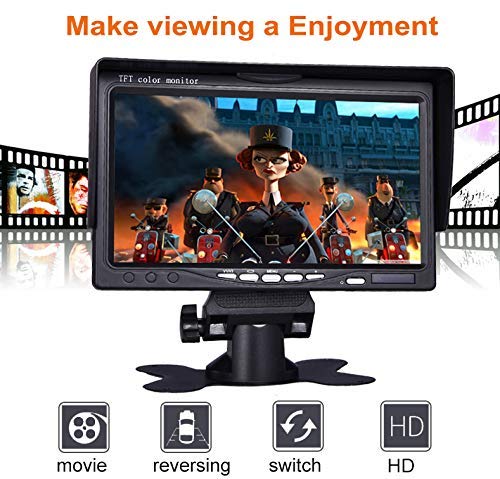 Vehicle On-Dash Backup Monitor, 7'' Digital Hd Car Tft Lcd Color Screen Display With 2 Video Input For Rear View Camera(800X 480