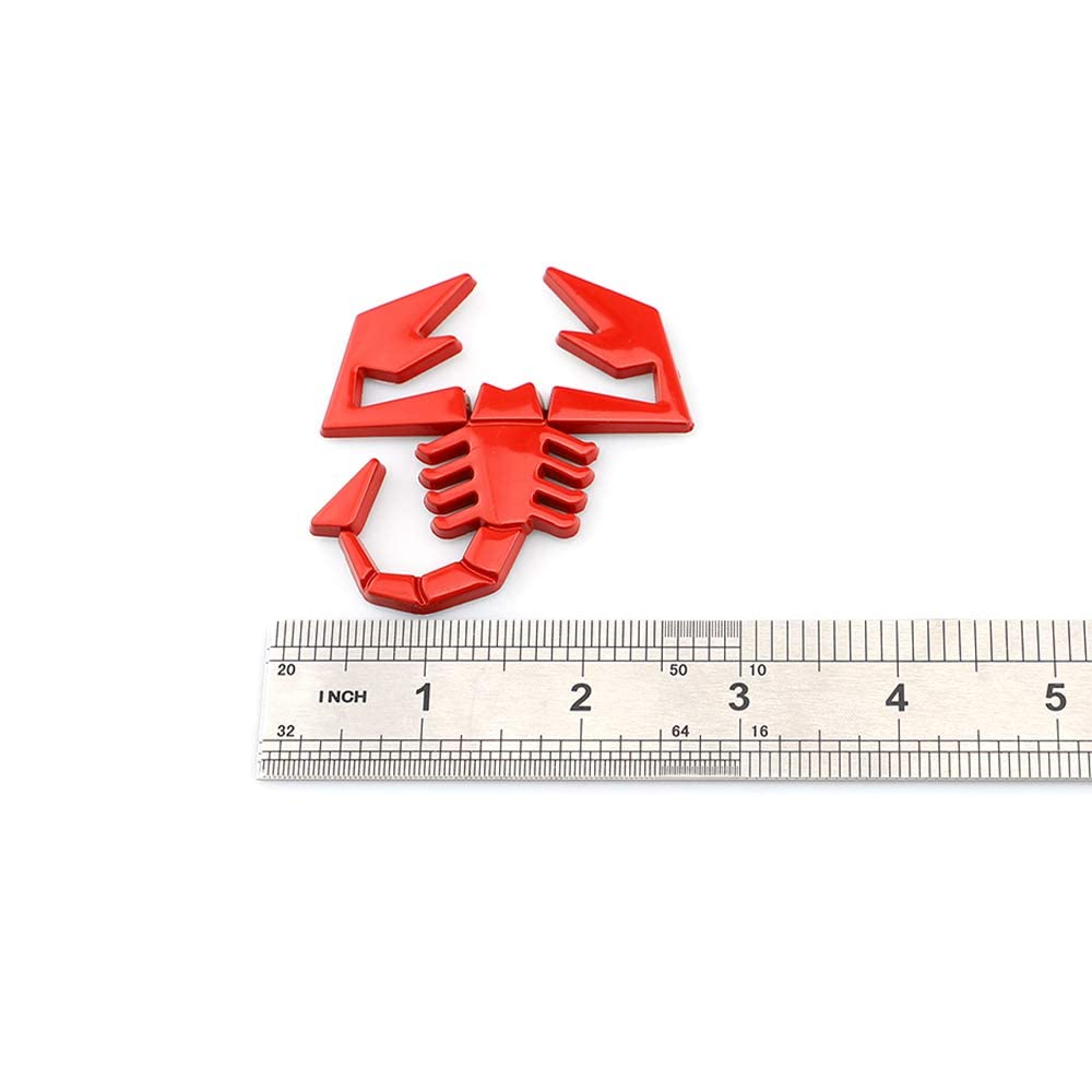 2 Pcs 3D Scorpion Emblem Badge Car Side/Rear/Front Decorations Metal Sticker Decals Logo (Red)
