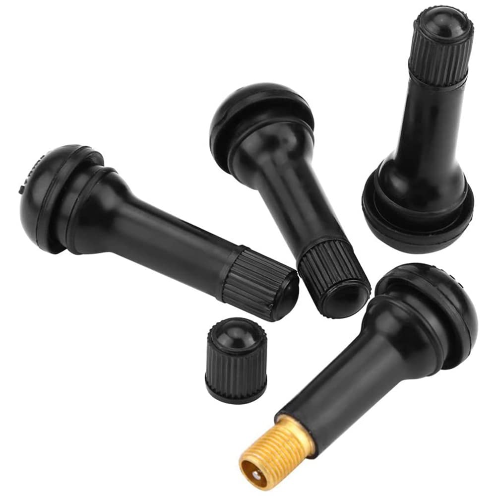 ACCRETION TR414 Rubber Snap-in Tire Valve Stem for Tubeless 0.453 Inch 11.5mm Rim Holes on Standard Vehicle Tires (Set of 4)