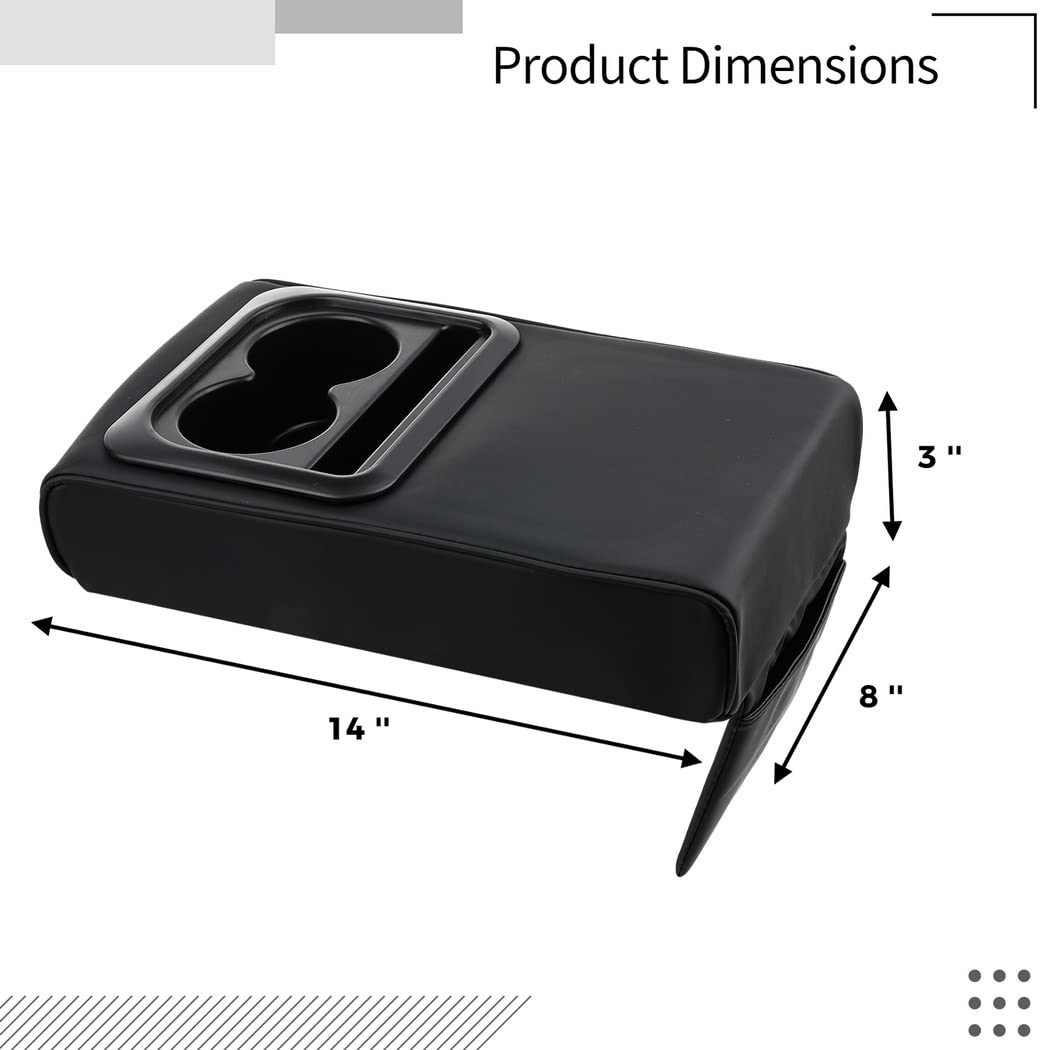 Yeesport Auto Center Console Armrest Pillow, Car Armrest Cover Cushion With Cup And Phone Holder, Memory Foam Armrest Cushion Un