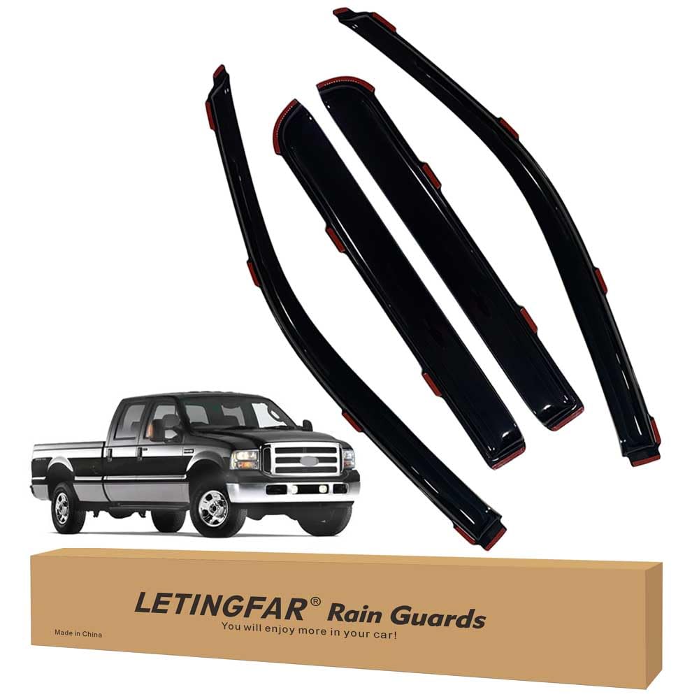 In-Channel Rain Guards for Ford F150 2009-2014 SuperCrew, Side Window Deflectors