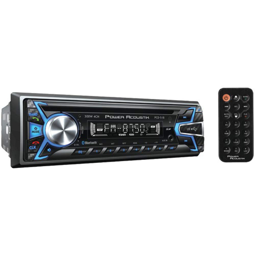Power Acoustik Pcd-51B Single-Din In-Dash Cd/Mp3 Am/Fm Receiver (With Bluetooth)