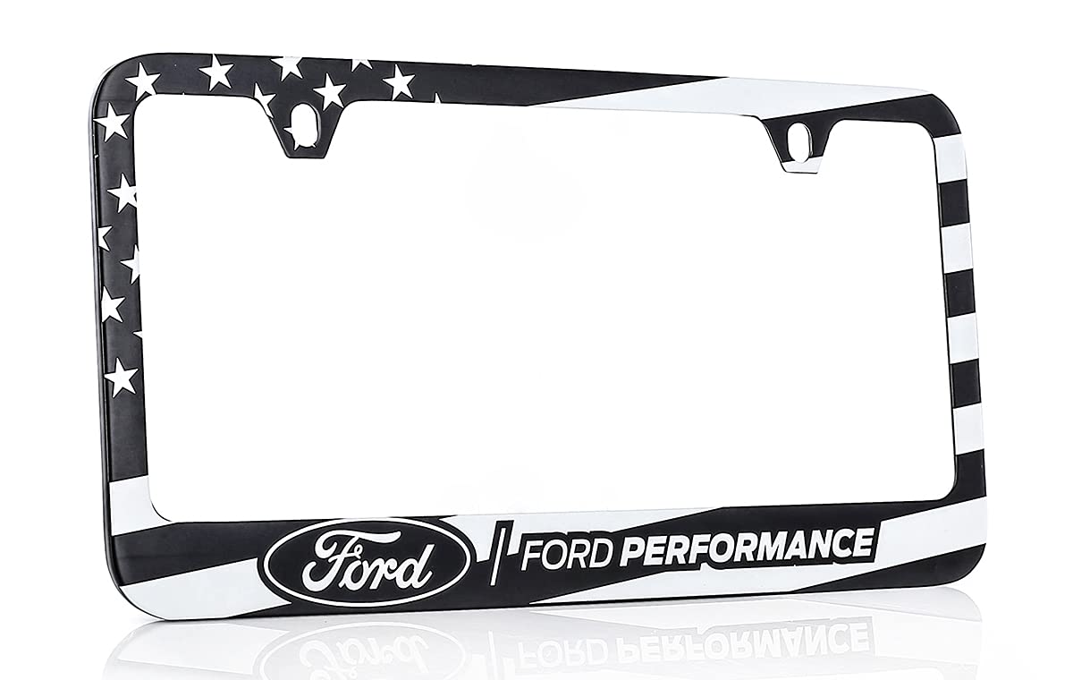 Ford Performance American Flag Patriotic Black Uv Printed Metal License Plate Frame