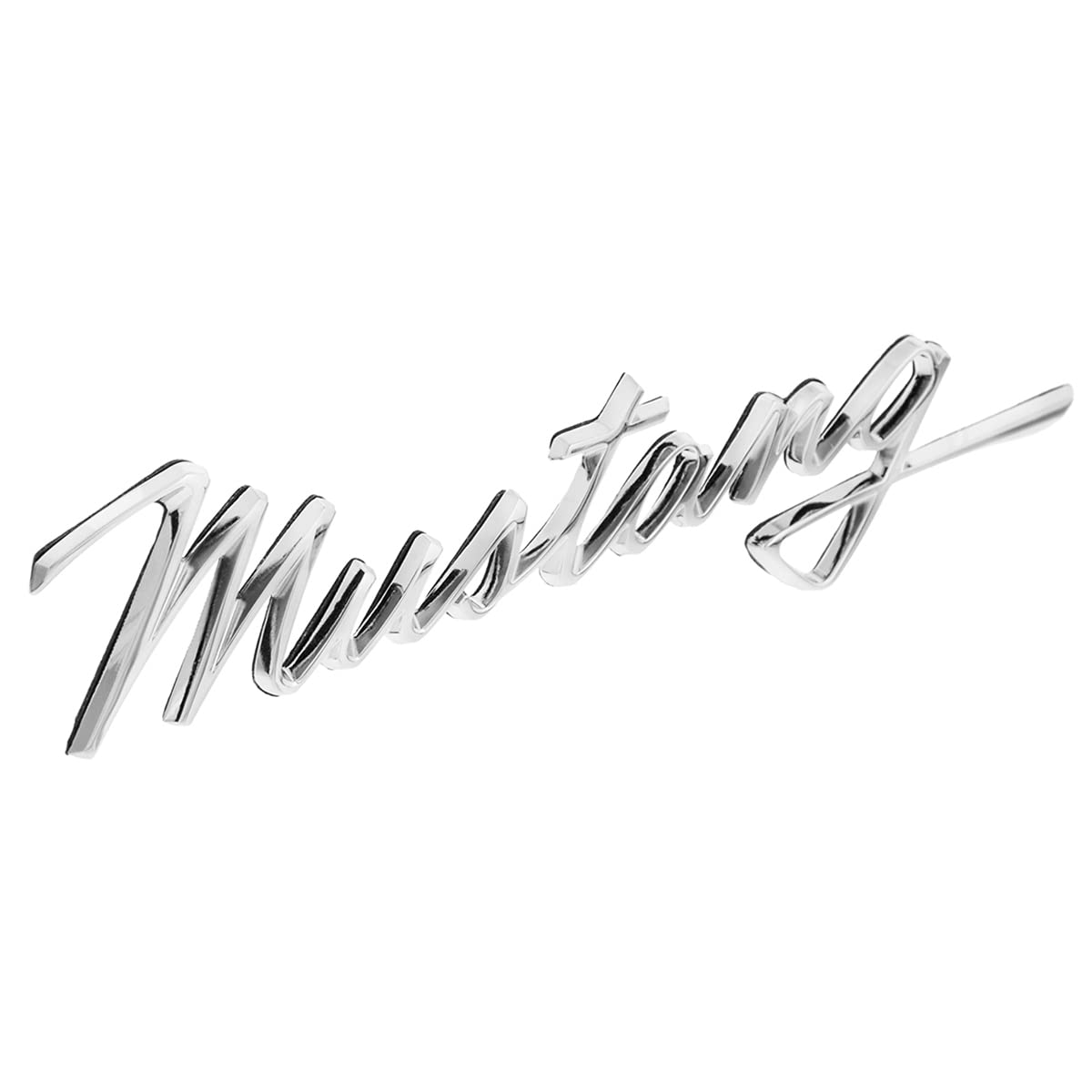 United Pacific F6802 Tripe Chrome Die-Cast Mustang    Script Emblem, Badge Replacement, Double-Sided Tape, Easy Installation - O