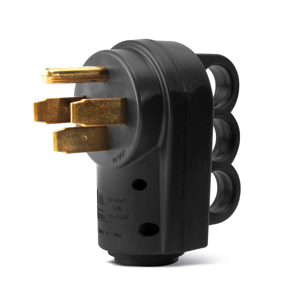Opl5 50 Amp Rv Plug Male Replacement Electrical Plug Adapter With Easy To Grip Handle Nema 14-50P Heavy Duty 125/250V 4-Prong Ma