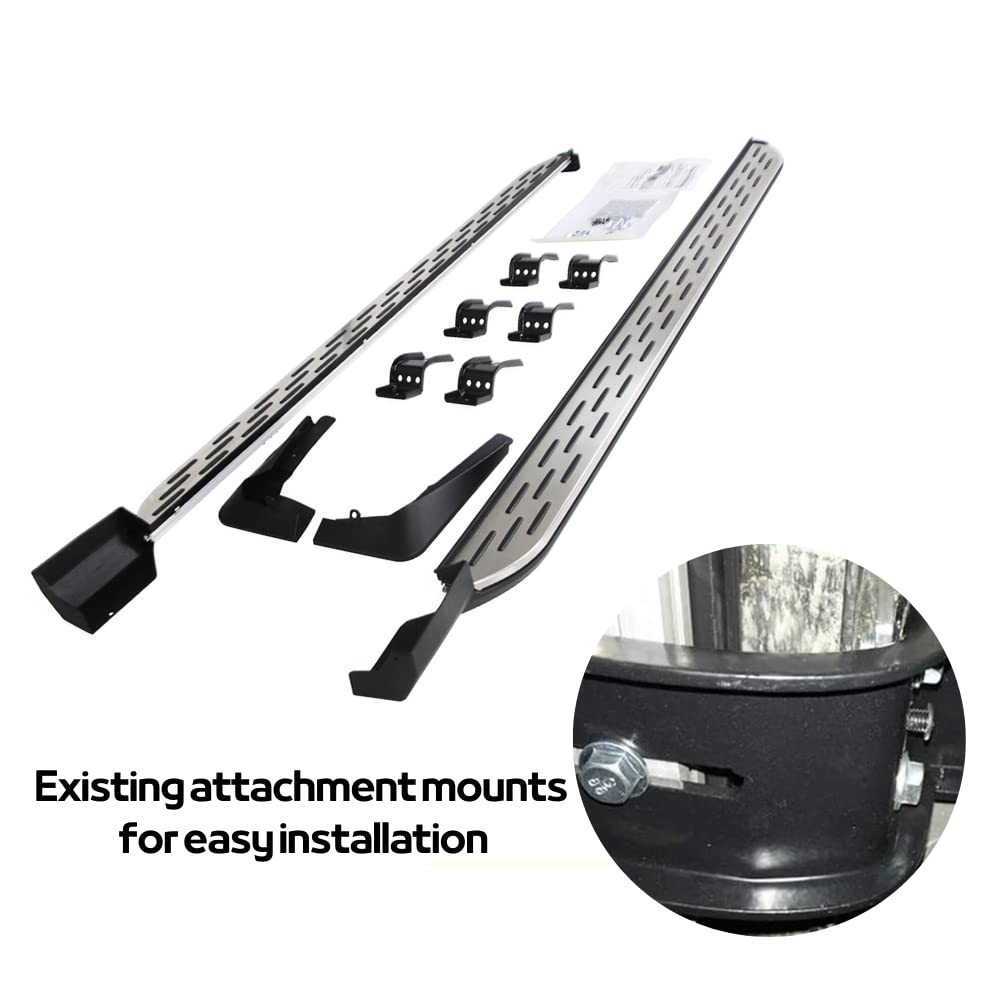 Titopena Side Steps for Ford Explorer 2020-2025, Silver/Black Aluminum Running Boards with Mud Flaps