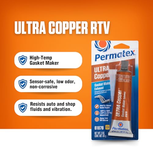 Permatex 81878-12Pk Ultra Copper Maximum Temperature Rtv Silicone Gasket Maker, 3 Oz. (Pack Of 12)