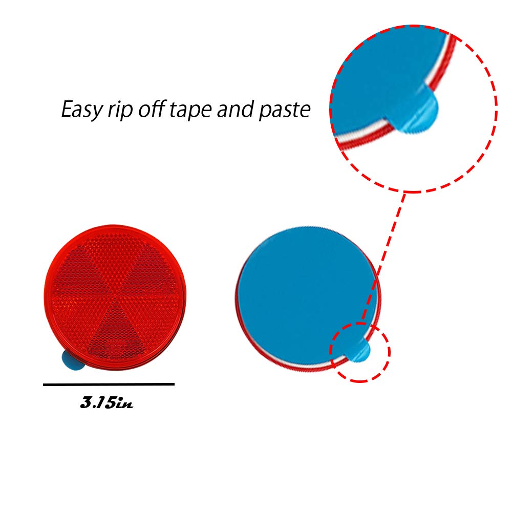 BAR AUTOTECH Stick-on Round Marker Reflectors - Universal Use Safety Spoke Reflective Stickers Adhesive Quick Mount Custom Acces