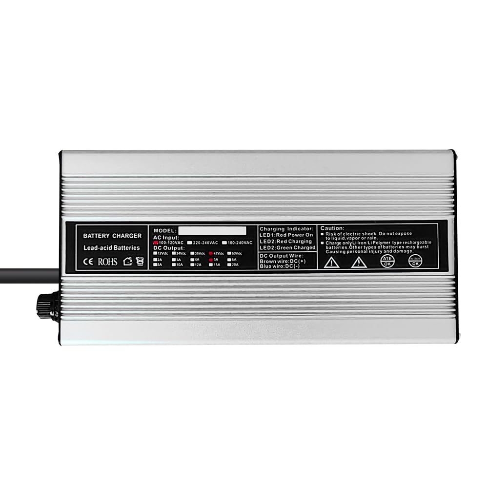 Abakoo New 48V 5A Battery Charger For Yamaha Golf Cart G19 G22, With 2 Pin Plug, 48 Volt 5 Amp