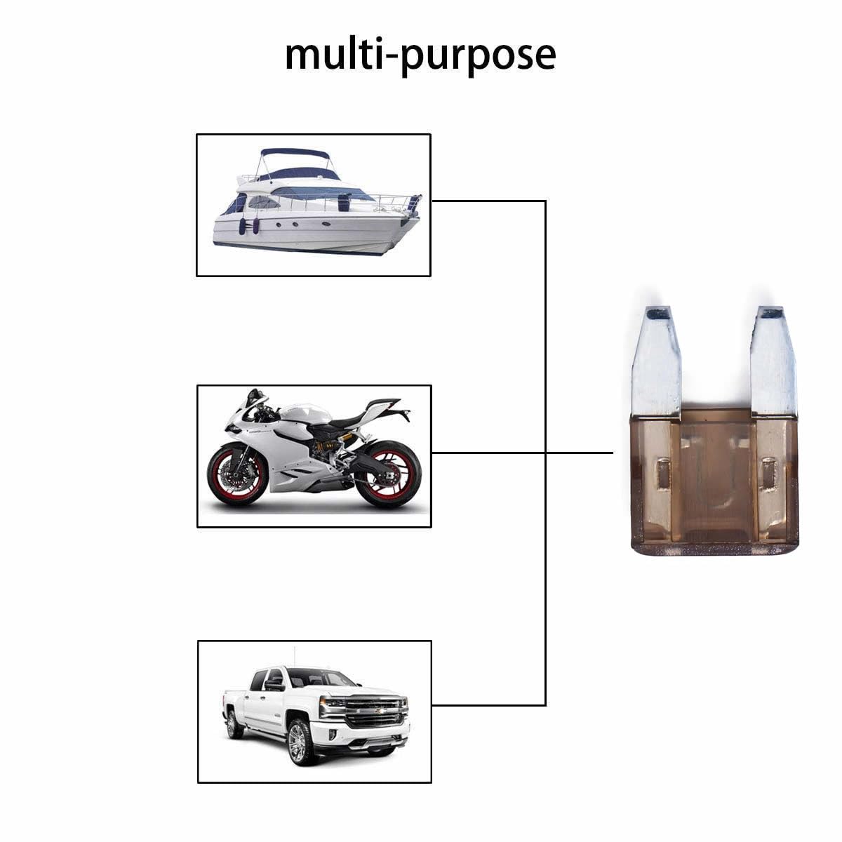 100 Pack Auto Fuses 7.5 Amp Apm/Atm 32V Mini Blade Style Fuses 7.5A Short Circuit Protection Car Fuse (7.5Amp)