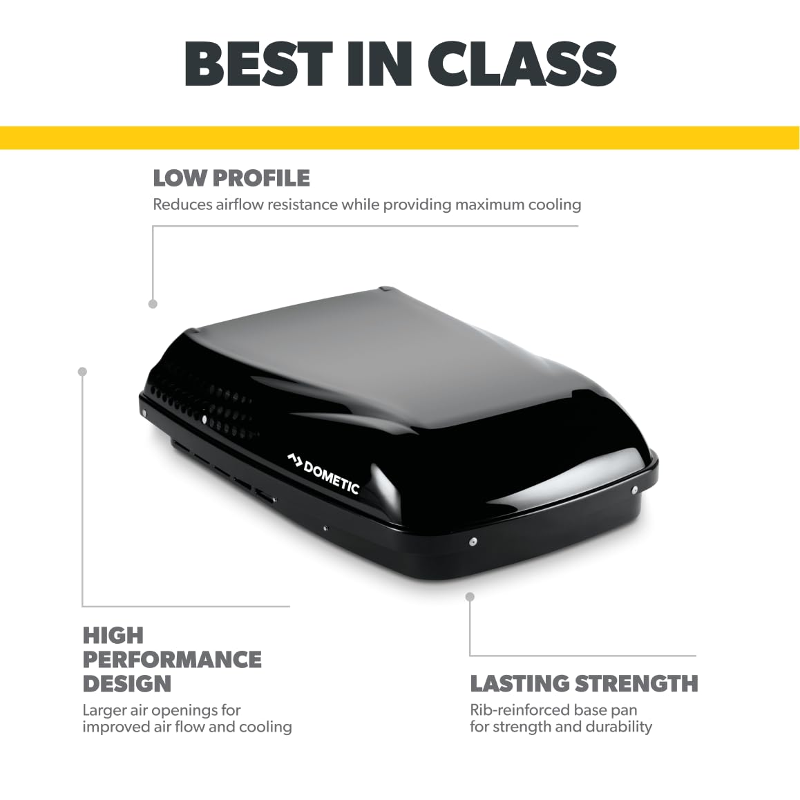 Dometic Penguin Ii Low Profile Rooftop Air Conditioner | 13.5K Btu Ac With Ducted And Non Ducted Application | Portable Air Conditioner For Rvs, Trailers, And Campers-Black