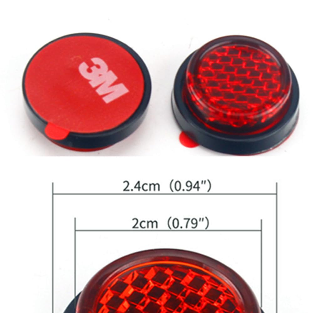 Kashaipu 4Pcs Red Plastic Universal Screw Mount Reflective Warning Reflector For Motorcycle Bike License Plate Bolts,Round Refle