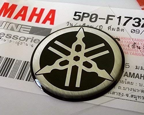 Yamaha 5P0-F1737-00 - Genuine 25Mm Diameter Yamaha Tuning Fork Decal Sticker Emblem Logo Silver/Black Raised Domed Gel Resin Self Adhesive Motorcycle/Jet Ski/Atv/Snowmobile