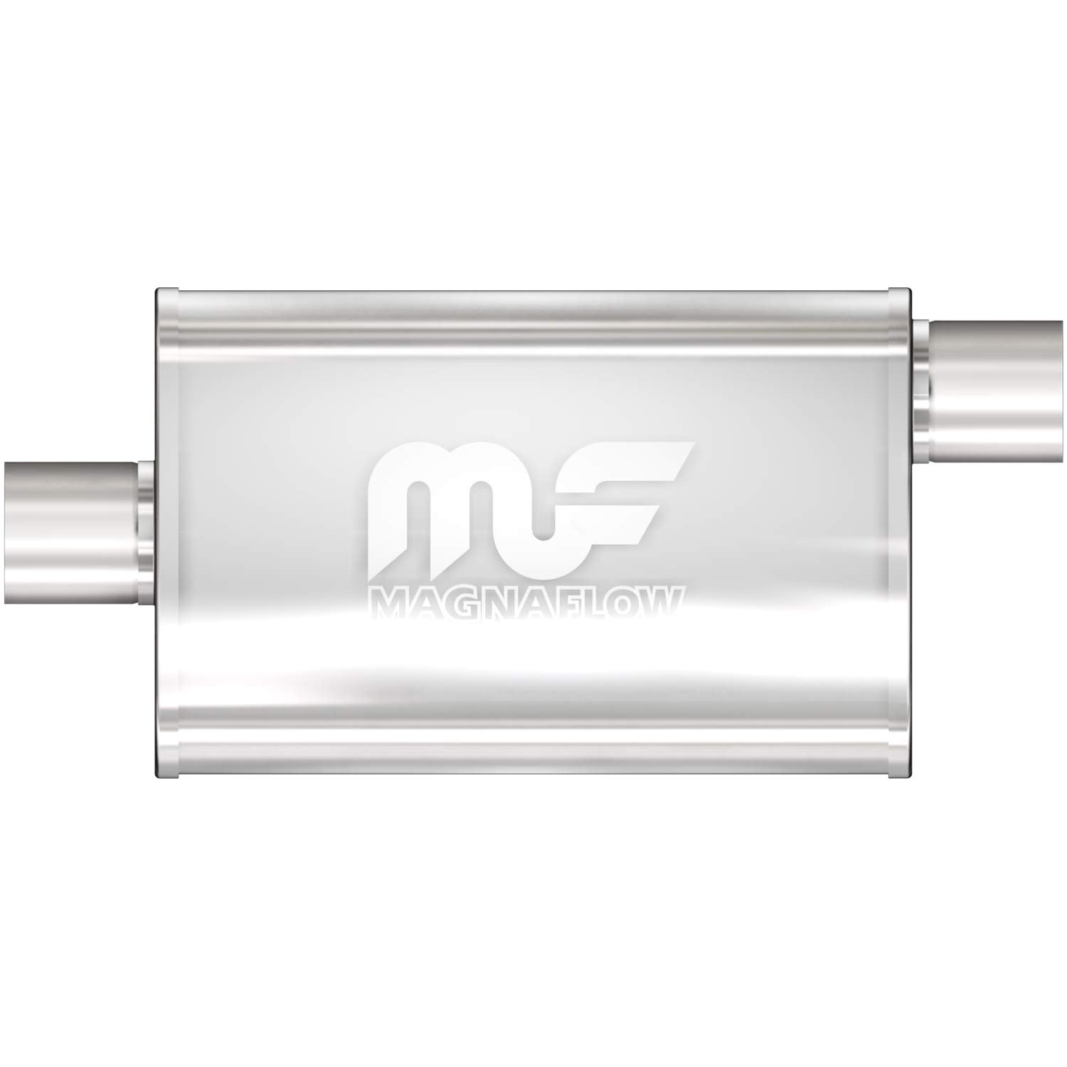 MagnaFlow Performance Exhaust Muffler 11366: 2.5/2.5 Inlet/Outlet, 4x9x11 Oval, Stainless Steel, Satin Finish
