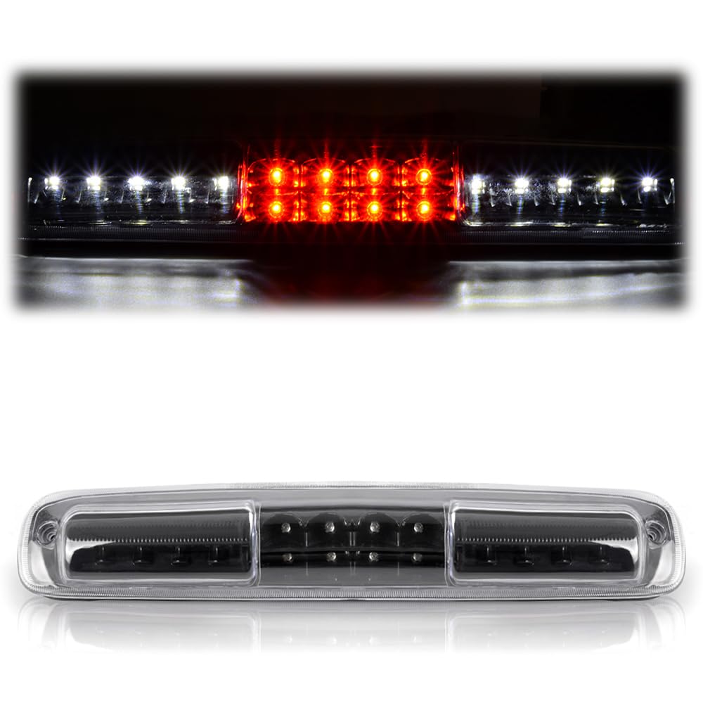 LQI LED Third 3rd Brake Light, Compatible With 1999-2007 Chevy Silverado / 1999-2007 GMC Sierra1500 2500 3500, Clear Lens Black 