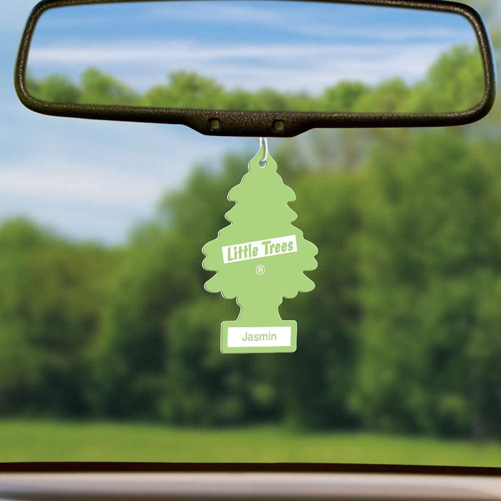 LITTLE TREES Car Air Freshener - Jasmin Scent, 12 Pack, Yellow Hanging Paper Tree for Home or Car, Model U1P10433