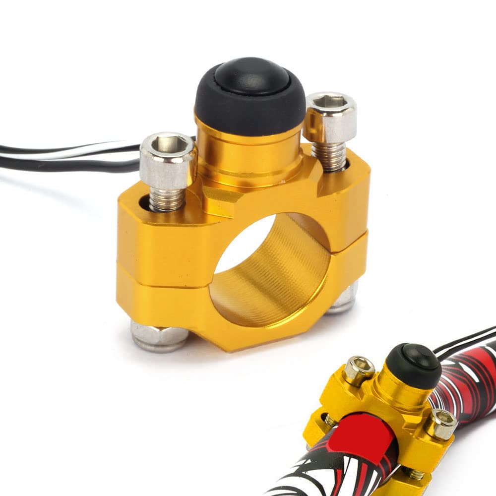 Jfg Racing Cnc Universal Motorcycle Engine Stop Start Kill Switch Button With Mounting Backplate For Rmz250 Rmz450 Drz400 - Gold