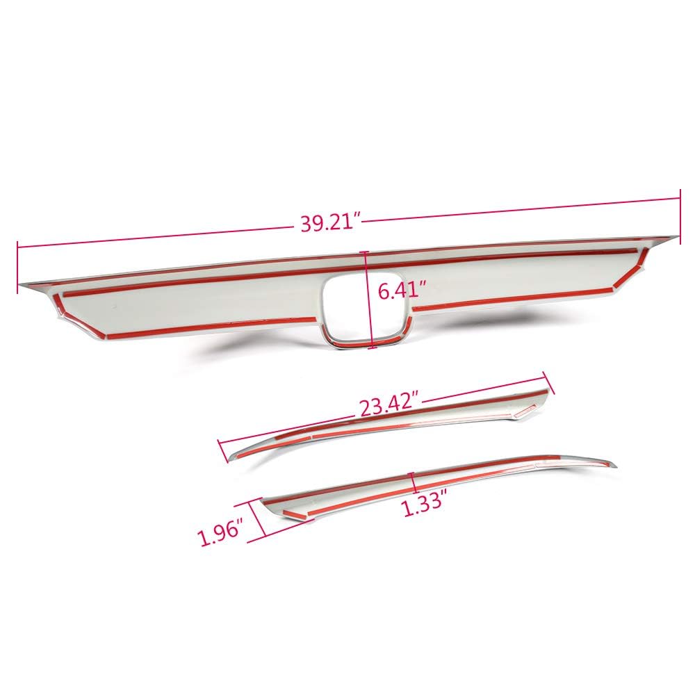 PIT66 Front Grille & Eyelid Cover Set, Compatible with 2018-2020 Honda Accord 10th Gen Sedan, 3pcs