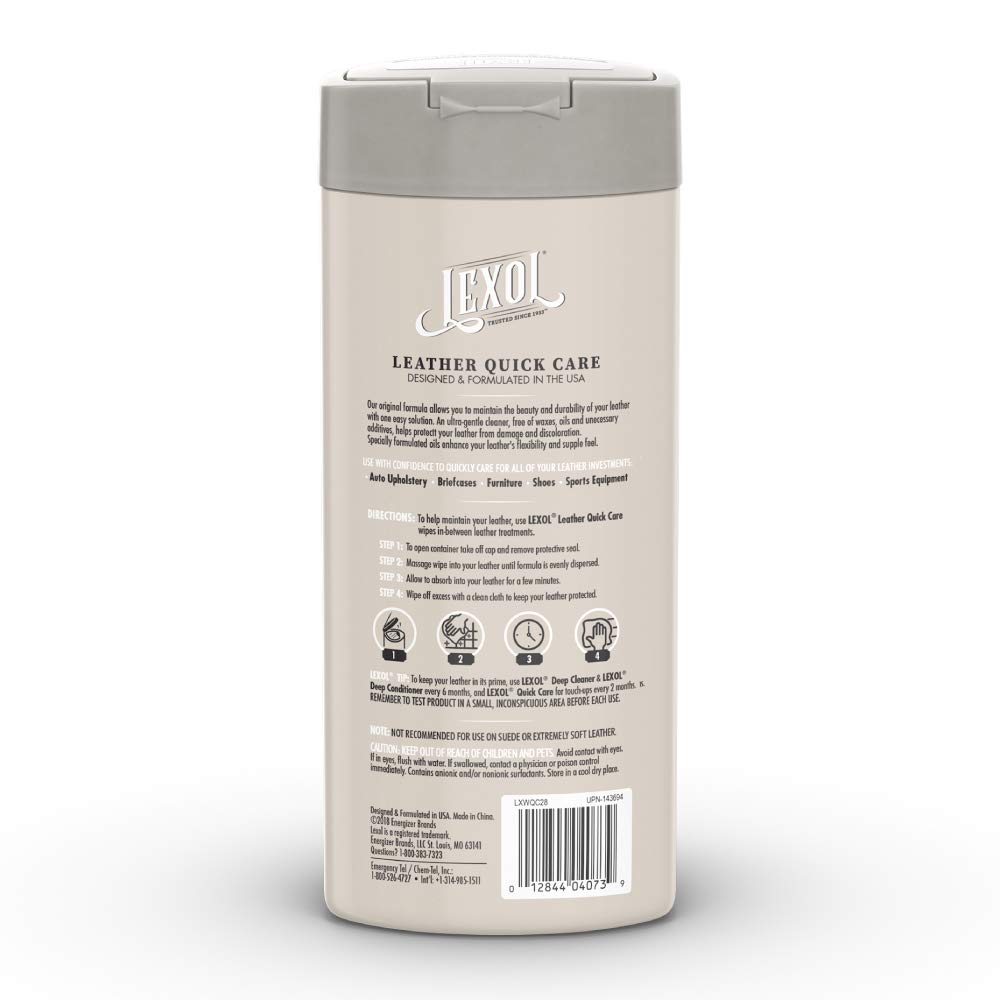Lexol All Leather Quick Care All-in-One Formula, Best Leather Cleaner and Conditioner, for Use on Leather Apparel, Furniture, Au