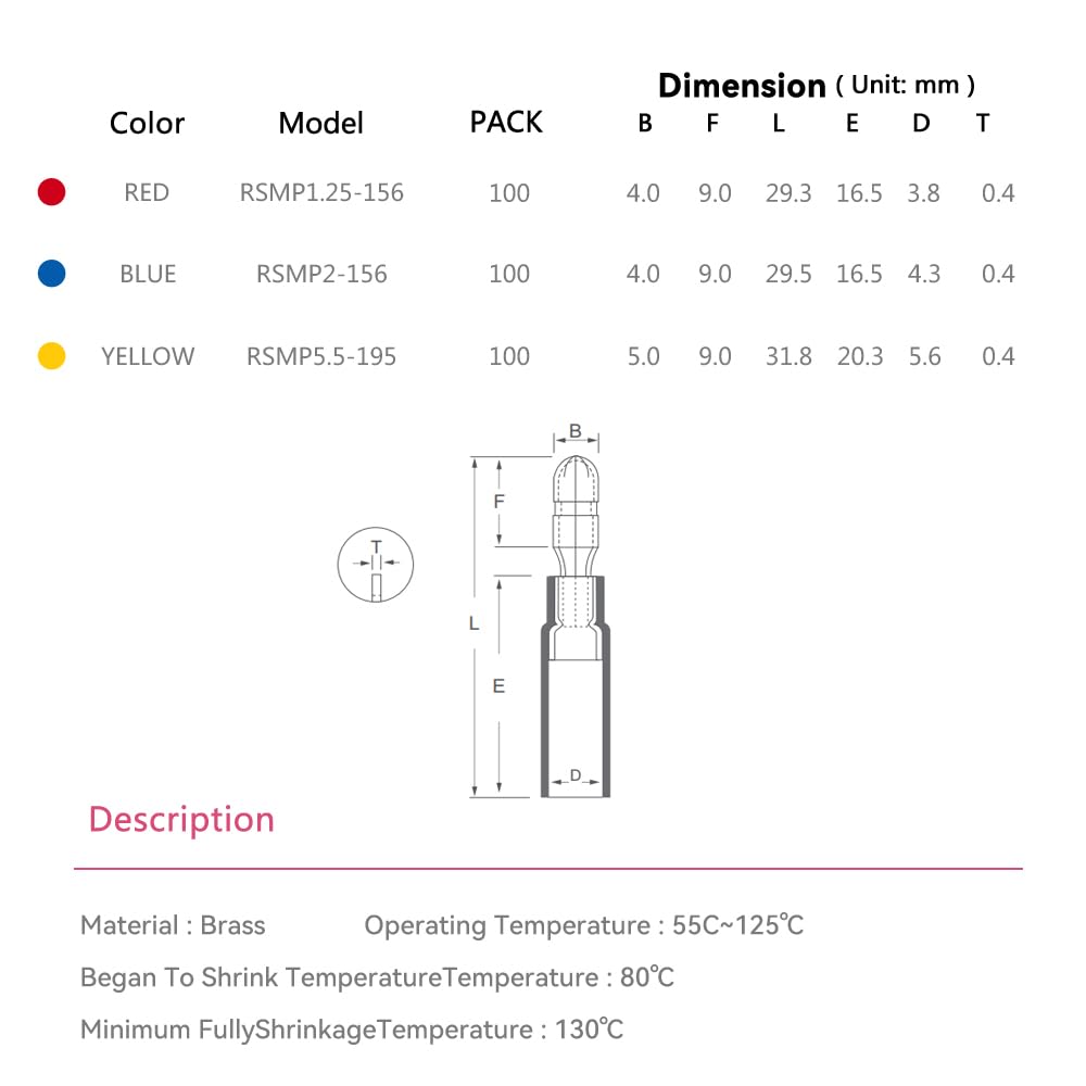 Hks 100 Pcs Heat Shrink Male Bullet Connector - Red 22-16 Awg - Electrical Wire Connectors Kit - Tinned Copper - Automotive Mari