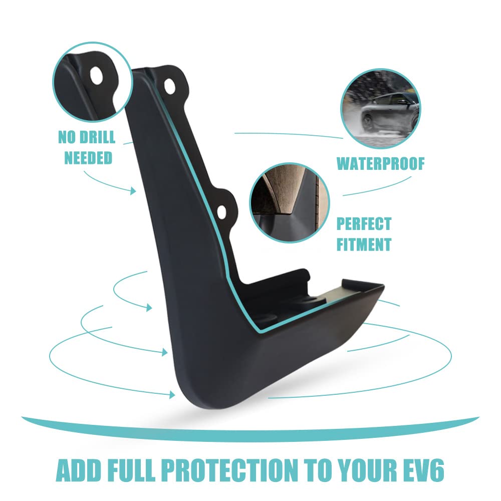 Bestevmod For Ev6 Mud Flaps Gt Splash Guards Accessories,Splash Fender Set Of 4 No Need To Drill Holes Compatible With 2022-2024