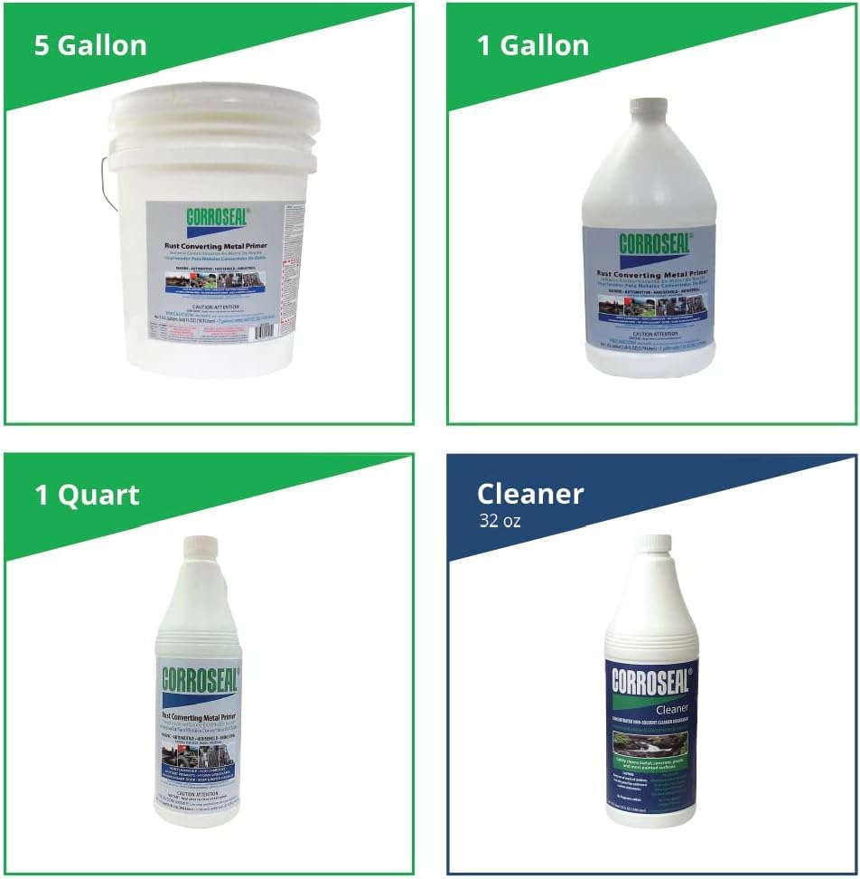 Corroseal Water-Based Rust Converter & Metal Primer, Rust Repair Converts And Preps Surface All-In-One, 1-Gallon (2-Pack)
