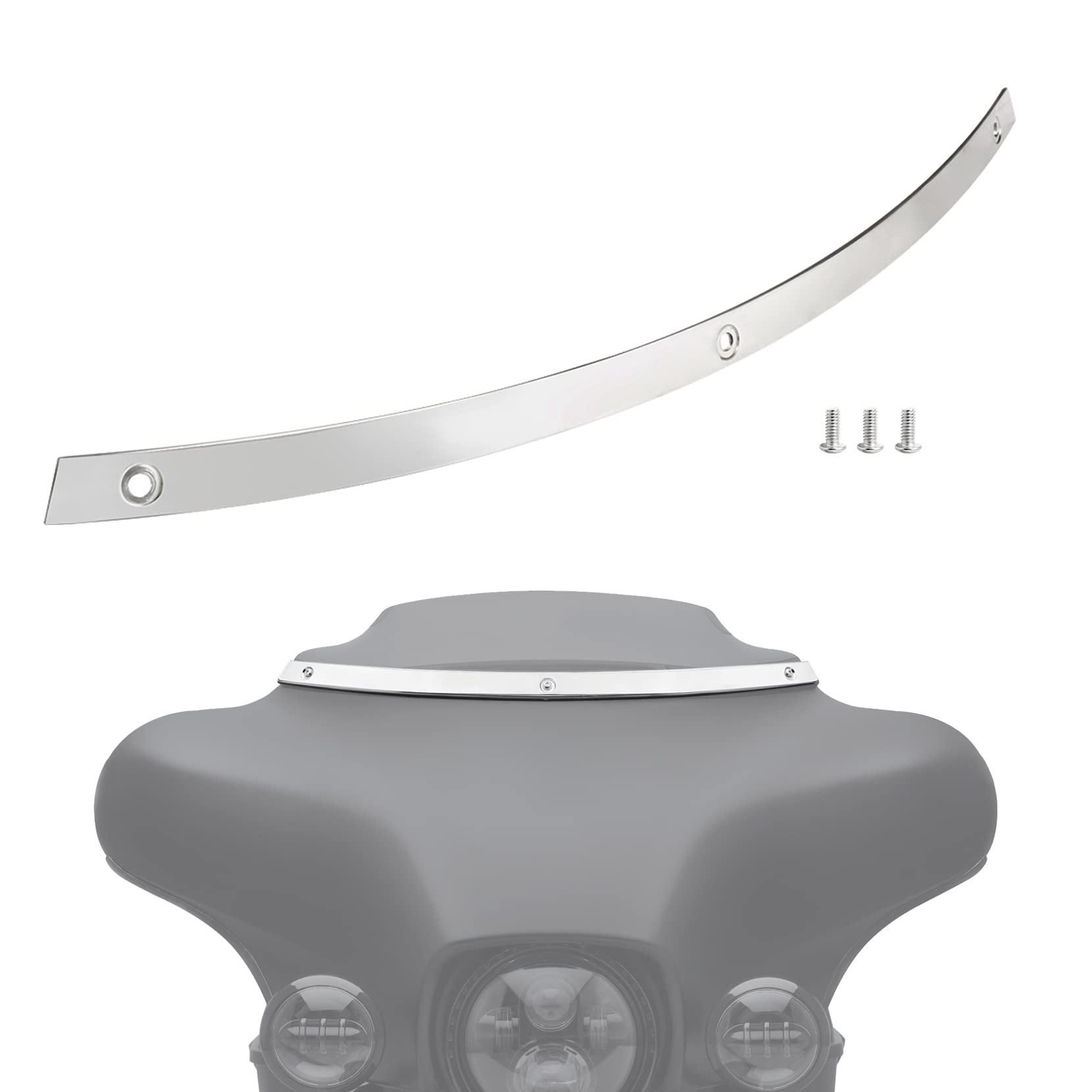 Amazicha Polished Windshield Trim Chrome Compatible for Harley Davidson Touring Street Glide Electra Glide Ultra Limited Tri Gli