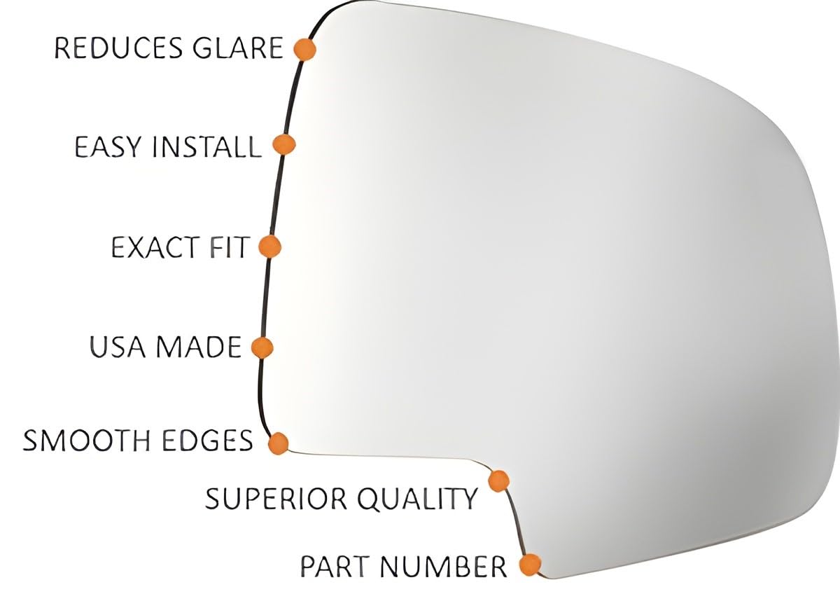 Aftermarket Parts Left Driver Side Mirror Glass Lens for 13-19 Flex w/Blind Spot Detect Icon