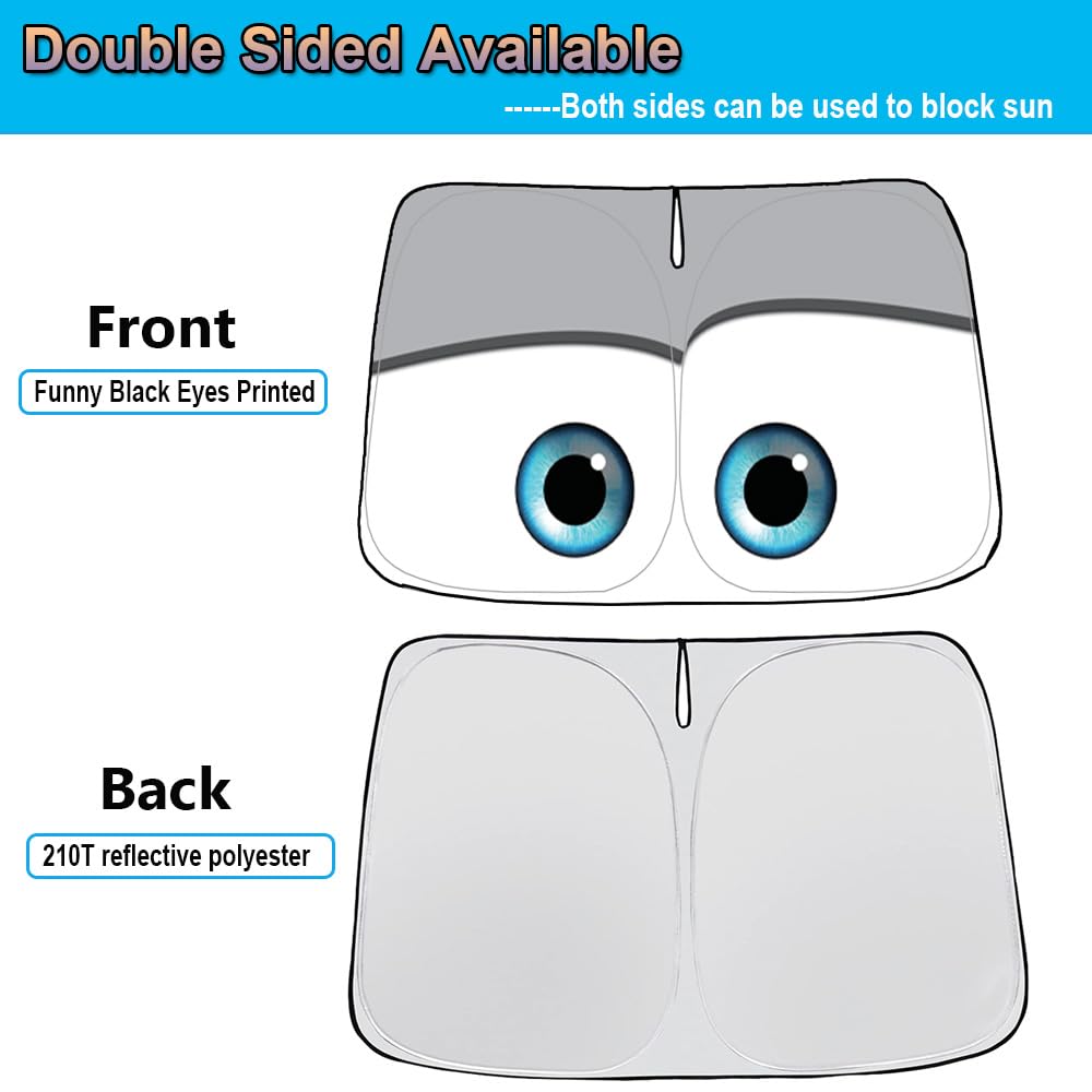 Gven Sunshade for Tesla Model Y/3 - Funny Eyes Dual-Sided Windshield Shade, Grey Color, Perfect Car Accessory for 2025 Models