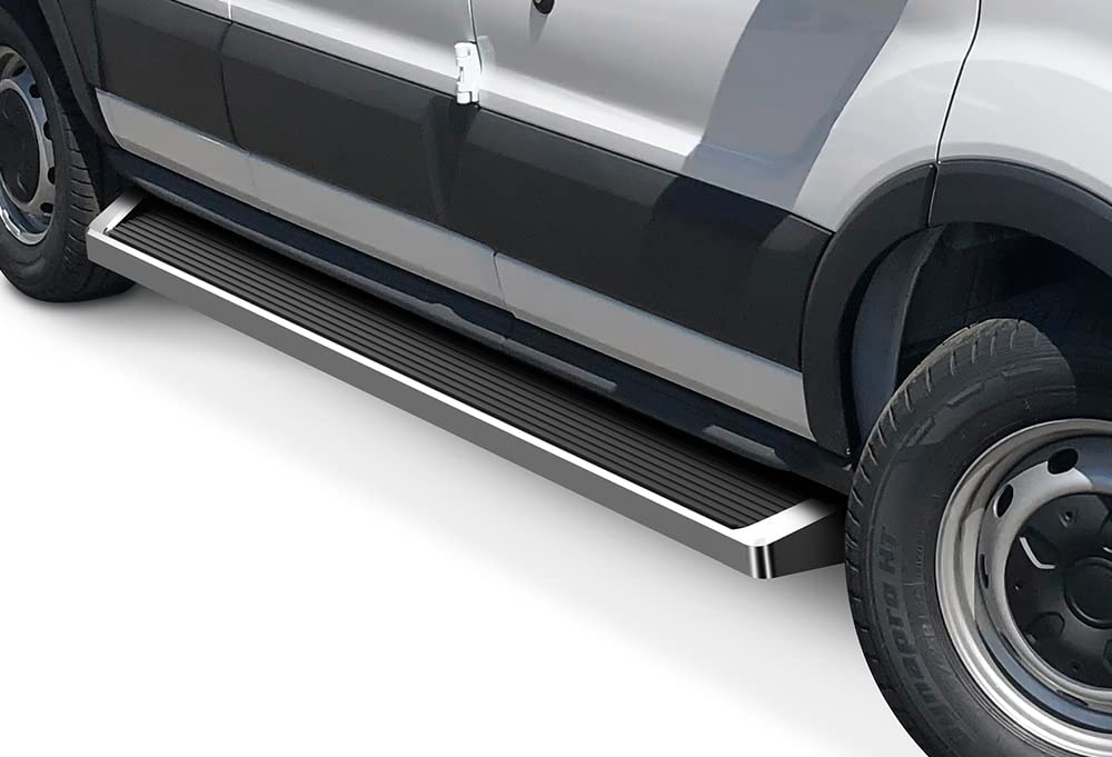APS (Silver Powder Coated 6 inches Running Boards Nerf Bars Side Steps Compatible with Ford Transit 2015-2025 Full Size Van 3-Do