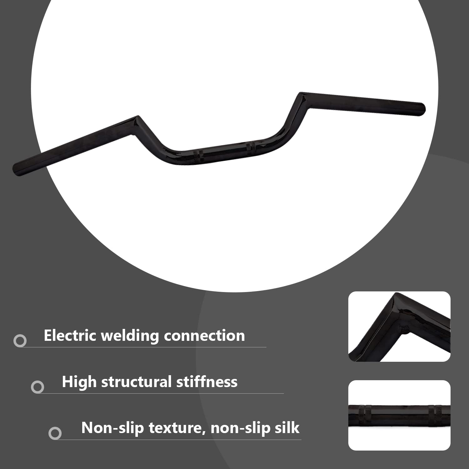 AnXin Motorcycle 7/8'' 22MM Handlebar with Rubber Handlebar Grips Cafe Racer Ace Clubman Style Handlebars Universal for Bobber C